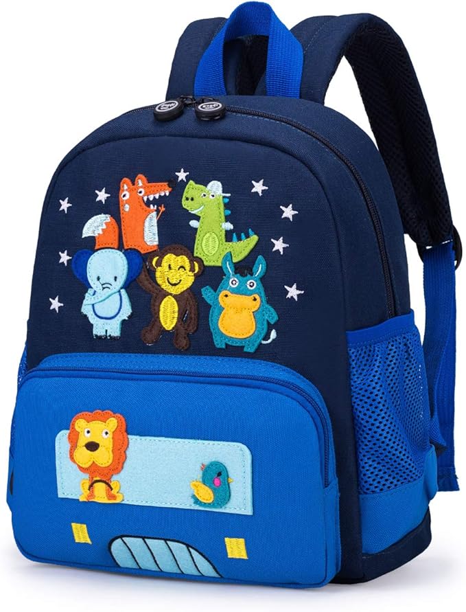 willikiva Cute Zoo Little 3d Backpack Kids Backpack for Boys and Girls Toddler Backpack Waterproof Preschool(Blue)