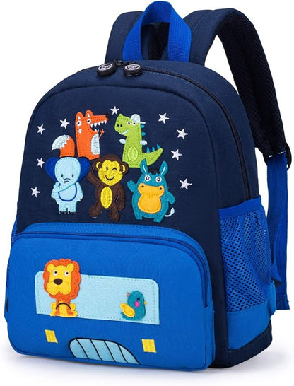 willikiva Cute Zoo Little 3d Backpack Kids Backpack for Boys and Girls Toddler Backpack Waterproof Preschool(Blue)
