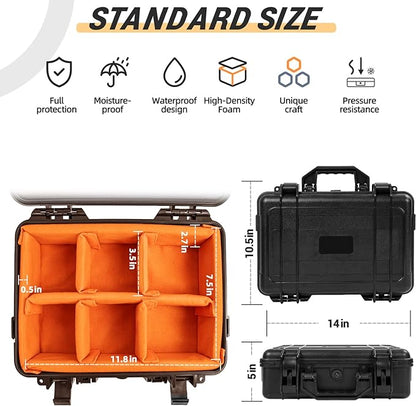 Protective Camera Case 11.8 X 7.5 X 4.3 Inch Shockproof Water-resistant with Adjustable Dividers (Can hold cameras, pistols, gear, equipment)