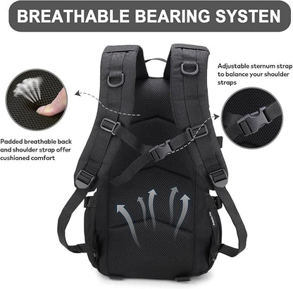 25L Hiking Backpack Small Tactical Backpack Daypack Camping Trekking Hunting Molle Pack for Men Women, Black