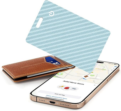 [Apple MFi Certified] Wallet Tracker Card with Apple Find My (iOS Only) Rechargeable Air Tracker Tags Bluetooth Wallet Finder IP68 Waterproof GPS Tracker Item Finder for Keys, Bags, Passport Blue
