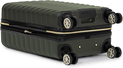 Kenneth Cole REACTION Madison Square Lightweight Hardside Chevron Expandable Spinner Luggage, Olive, 20-Inch Checked
