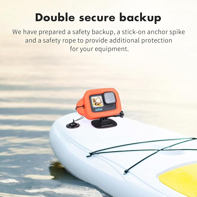 SEASKY Floating Floaty Protector Case & A1 Flexible Adhesive Mount Kit Accessories for Gopro Hero 13/12/11//10/9 Black Sports Action Camera