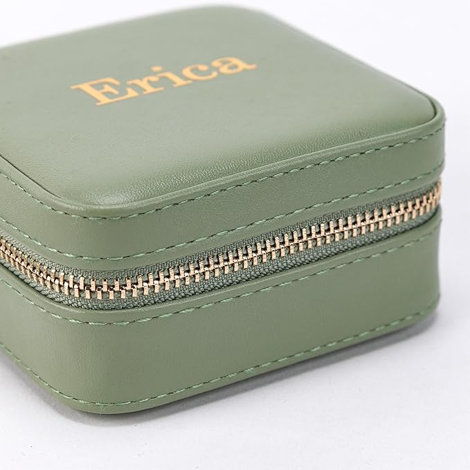 Angelina's Palace Personalized Jewelry Case with Name Engraved,Custom Leather Travel Jewelry Organizer Box for Rings,Earrings,Necklaces,Birthday Bridesmaid Gift For Women