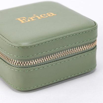 Angelina's Palace Personalized Jewelry Case with Name Engraved,Custom Leather Travel Jewelry Organizer Box for Rings,Earrings,Necklaces,Birthday Bridesmaid Gift For Women