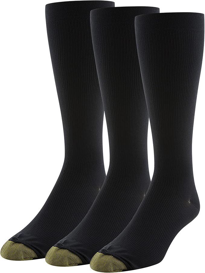 GOLDTOE Men's Mild Compression Over The Calf Socks, Multipairs