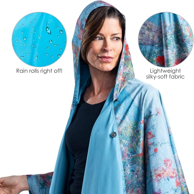 RainCaper Hassam Celia’s Garden Womens Rain Cape Poncho with Hood Reversible