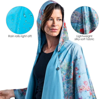 RainCaper Hassam Celia’s Garden Womens Rain Cape Poncho with Hood Reversible