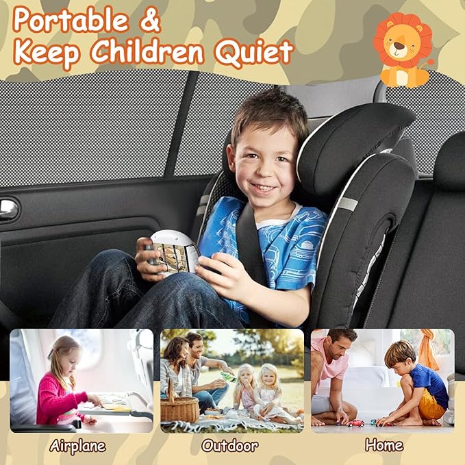 Rotating Puzzle for Kids 3 4 5 6 7 8 Year Old, 4 Puzzles in 1, Toddlers Travel, Car, Airplane, Road Trip Activities, Fine Motor Skills, Fidget, Gift for Boys & Girls Ages 3+ (Military 2)
