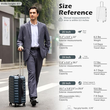 Coolife Carry On Luggage Airline Approved with Wheels Hard Shell Suitcase Spinner TSA Lock Telescopic Handle (20-inch-Teal blue)