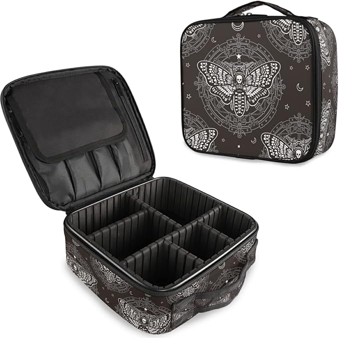 MNSRUU Women Makeup Bag Skull Butterfly Black Makeup Bag Organizer Travel Cosmetic Bag for Teenage Girl Clear Make Up Bags with Zipper
