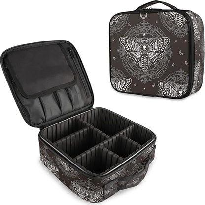 MNSRUU Women Makeup Bag Skull Butterfly Black Makeup Bag Organizer Travel Cosmetic Bag for Teenage Girl Clear Make Up Bags with Zipper