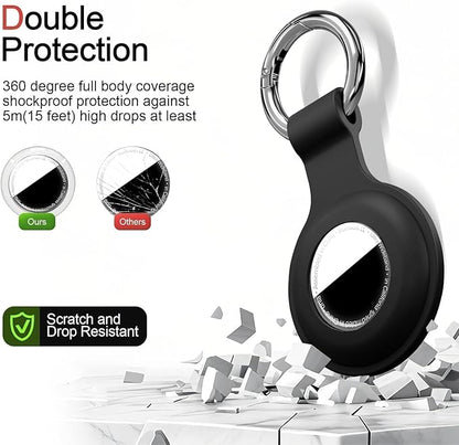 Upgrade Compatible with AirTag Holder Keychain Waterproof Silicone for Air Tag Case with Transparent Shell Key Ring Tags Chain for Apple GPS Item Finders Accessories, Dark Green