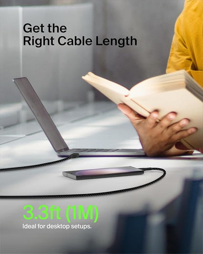 Belkin USB C to USB A Cable, 3.3ft, 15W - Type C Charger, iPhone Charger Cord, Braided, Flexible for iPhone 17 & 16, Galaxy S25, Pixel 10, iPad Pro, AirPods Pro, Switch 2 & More, CarPlay - Black