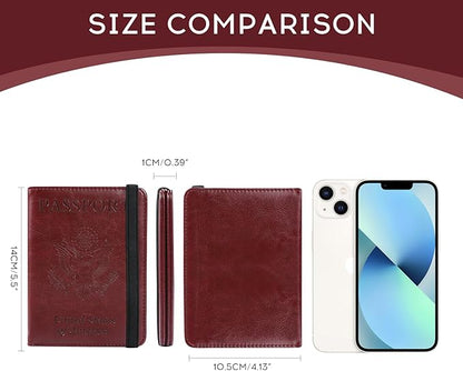 ILIYAH-Passport Cover-Passport Holder for Travel Women/Men Passport Wallet Case Travel Accessories Card Holder Wallet Unisex Travel Gifts(Burgundy)