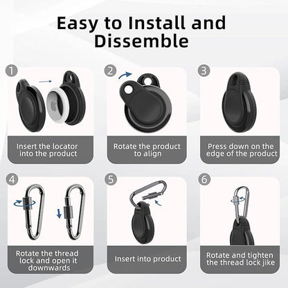 Waterproof Holder for AirTag Keychain Lock Case for Apple AirTags Keyring Durable Lightweight Cover for AirTag for Keys Kids Luggage Backpacks Pet Collar Black 4Pack