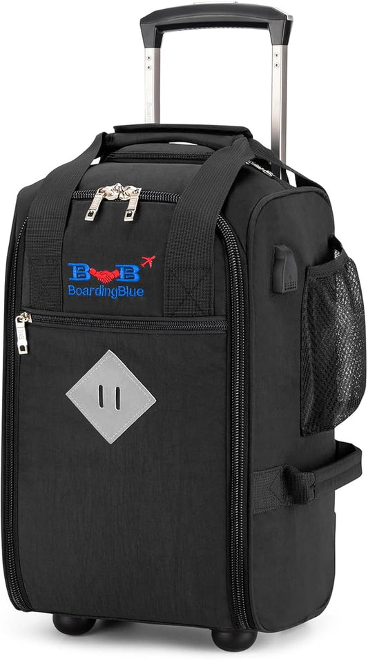 17x10x9 Inches United Airlines Rolling Personal Item Under Seat Travel Bag Suitable For Major Airlines, Not Suitcase, Rolling Travel Bag Design (Black)
