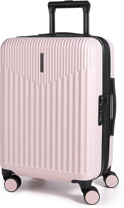 BAGSMART Carry On Luggage 22x14x9 Airline Approved with Spinner Wheels,100% PC Hardside Expandable Luggage with TSA Lock for Trips, 20 Inch Rolling Suitcases for Men Women,BlackPink
