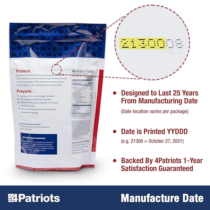 4Patriots 3-Month Survival Food Kit: Emergency Food Supply Designed to Last 25 Years, 688 Servings