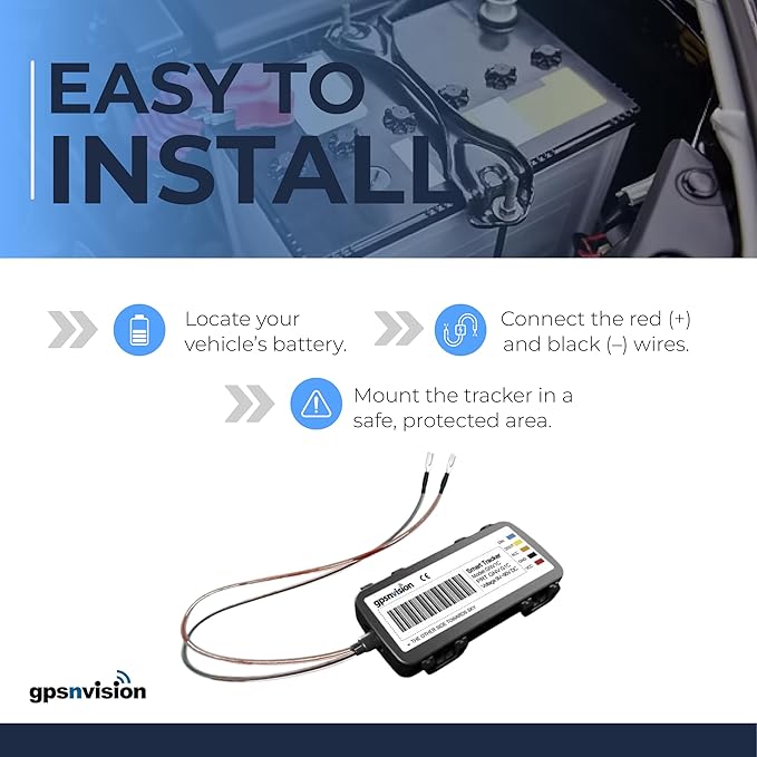 4G GPS Tracker for Vehicles - Real-Time GPS Tracker for Car, Truck, Van, Motorcycle - Hardwired 4G LTE Vehicle Tracking Device - Easy 2-Wire Install Tracking System - Subscription Required