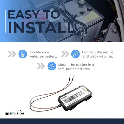 4G GPS Tracker for Vehicles - Real-Time GPS Tracker for Car, Truck, Van, Motorcycle - Hardwired 4G LTE Vehicle Tracking Device - Easy 2-Wire Install Tracking System - Subscription Required