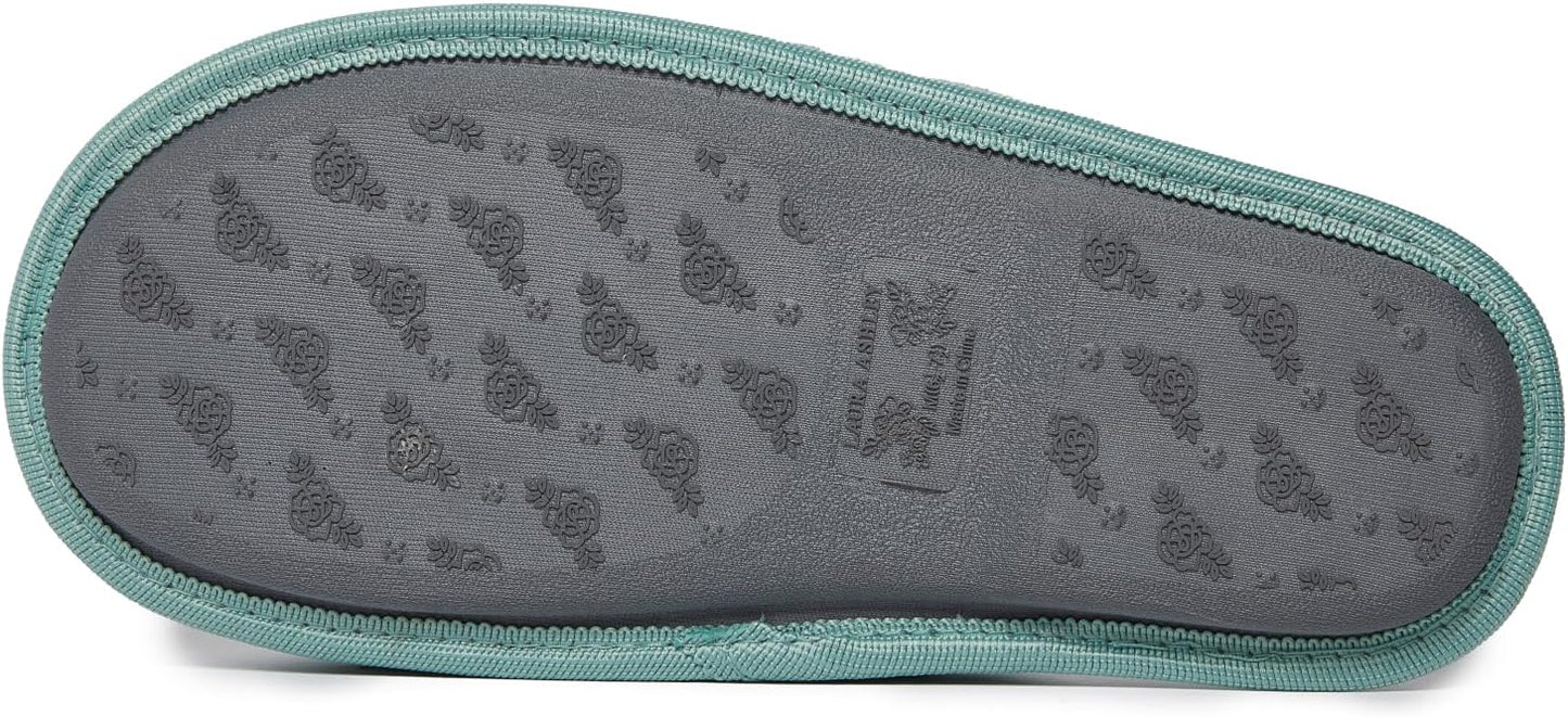 Laura Ashley Ladies Embroidered Soft Terry Scuff Slipper