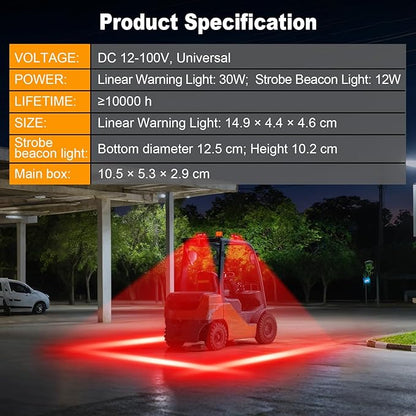 Radar‑Based Safety Warning System, Magnetic Forklift Safety Light 3‑Pack with Radar Sensor, Flashing LED Amber Strobe Light with Voice Alarm for Enhanced Warehouse Safety, DC 12–100V