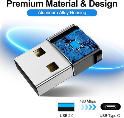 𝟒𝐏𝐚𝐜𝐤 𝐔𝐩𝐠𝐫𝐚𝐝𝐞𝐝 USB to USB C Adapter,Type-C Female to A Male Charger Converter for iPhone 17 Charger,iWatch Ultra SE 9 10,iPhone 17 Pro Max 16 15 12,Samsung S25,AirPods,iPad,Car,Xbox