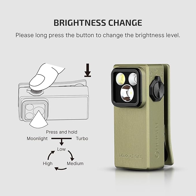 OLIGHT Oclip Ultra EDC Flashlight Clip-on Light, 530 Lumens Rechargeable with Type-C Charging, Combines Floodlight, Spotlight and UV, Triple Magnetic Lights for Inspection and Work (Olive Green)