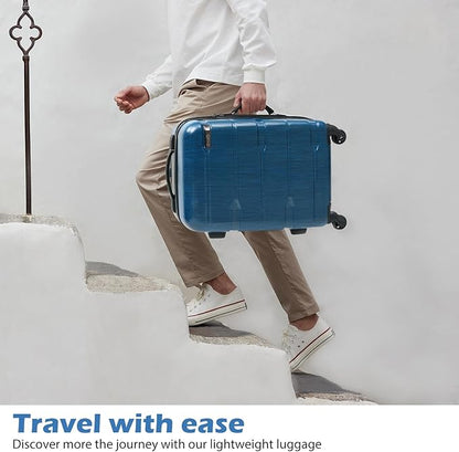 Coolife Luggage PC+ABS Hardshell Suitcase with TSA Lock, Spinner Carry On Lightweight (Caribbean Blue, 20in)