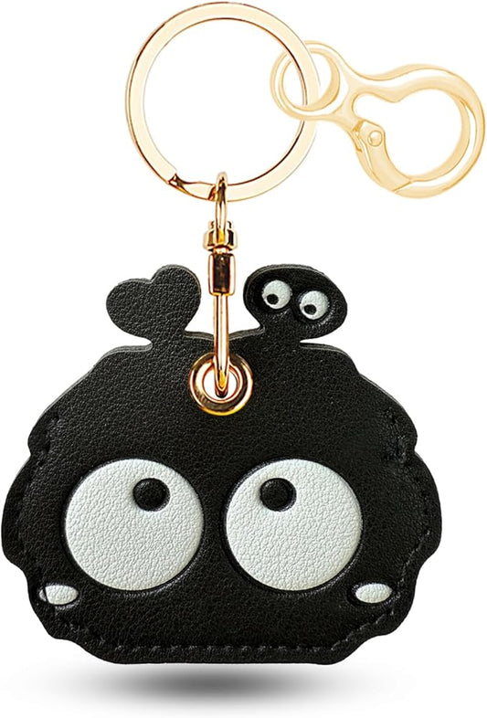 Leather Keychain for Airtag, Cute Protective Keychain Holder Compatible with Apple Air Tag,GPS Item Tracker Case Cover for Keys,Bags,Pets,Luggage(Briquette)