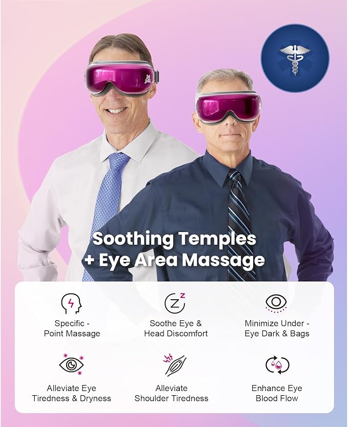 BOB AND BRAD Eye Massager with Heat and Cooling, EyeOasis 3 Eye Mask for Migraine FSA Eligible/HSA Eligible, Heated Face Massager for Dry Eye Strain Relief Improve Sleep, Christmas Gifts for Women