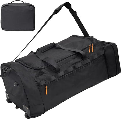 Rolling Duffel Bag with 3 Wheels, 110L-120L Expandable Foldable Travel Duffel, 28" No-Sag Design Waterproof Carry On Luggage, Lightweight Weekender Bag for Men Women, Camping/Cargo/Air Travel