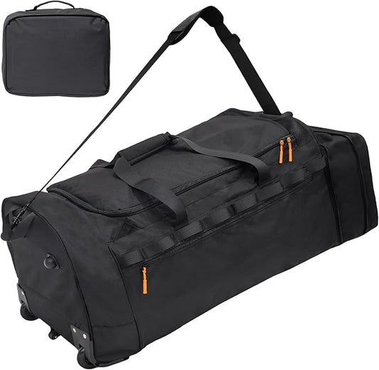 Rolling Duffel Bag with 3 Wheels, 110L-120L Expandable Foldable Travel Duffel, 28" No-Sag Design Waterproof Carry On Luggage, Lightweight Weekender Bag for Men Women, Camping/Cargo/Air Travel