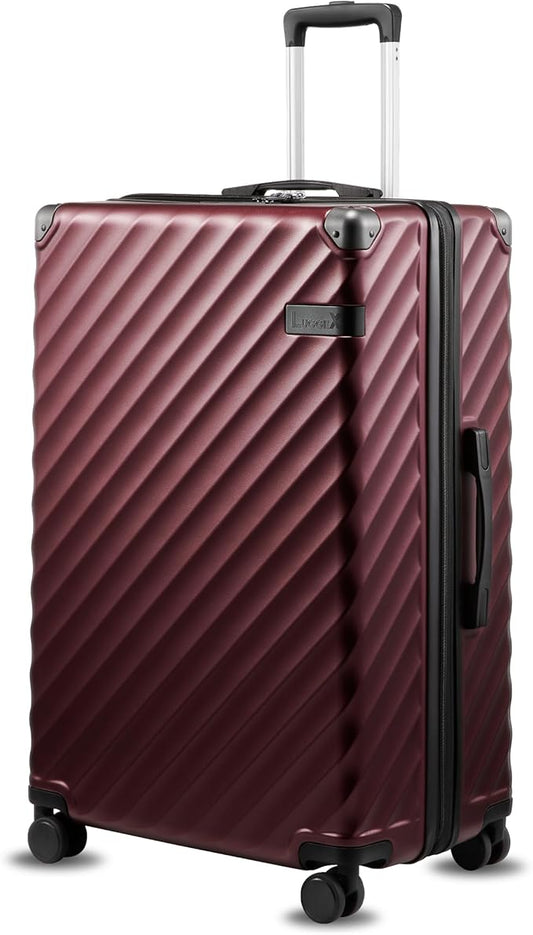 28 Inch Luggage with Spinner Wheels, KVC Expandable Hardside Large Checked Suitcase (EX-Core, Cherry, 28 Inch, 105L-113L)