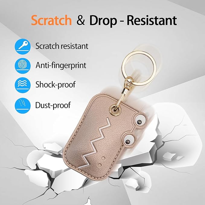 Leather Keychain Case Holder Compatible with Apple AirTag, GPS Airtag Keychain Finder Tracker with Key Ring, Anti-Scratch Protective Air Tag Cover