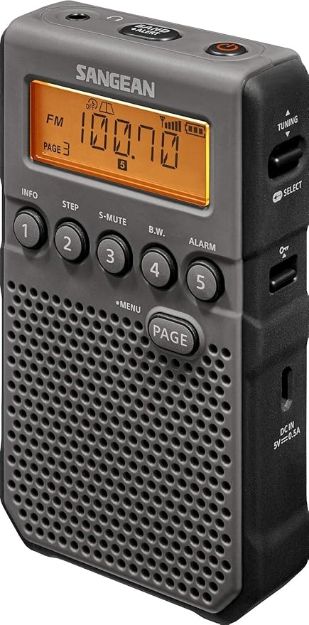 Sangean DT-800BK AM/FM/NOAA Weather Alert Pocket Radio, Black