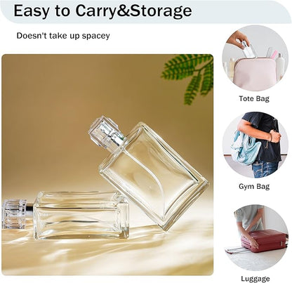 YU FENG Glass Perfume Bottles Empty Spray Refillable Atomizer 2 Pack 100ml/3.4oz（Square）