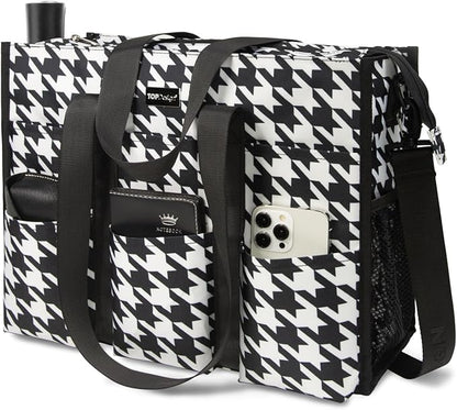 TOPDesign Utility Water Resistant Tote Bag with 22 Pockets, Top Zipper Closure & Thick Bottom Support, for Working Women