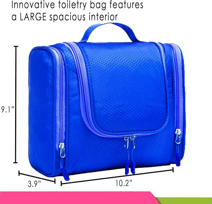 Bago Travel Toiletry Bag for Women and Men - Large Waterproof Hanging Large Toiletry Bag for Bathroom and Travel Bag for Toiletries Organizer - Makeup Bag (DeepBlue)