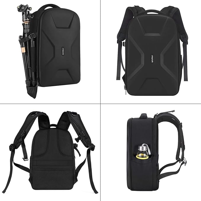 MOSISO Camera Backpack,DSLR/SLR/Mirrorless Photography Camera Bag Full Open Waterproof Hardshell Bag with Insert&Tripod Holder&Laptop Compartment Compatible with Canon/Nikon/Sony, Black