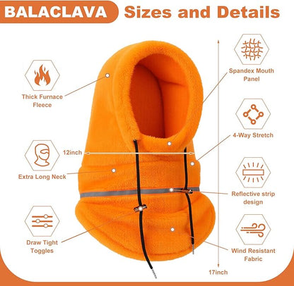 4 Pcs Winter High Visibility Reflective Fleece Balaclava Mask Winter Thermal Full Face Ski Mask Neck Cover Adjustable for Men Women Windproof Outdoor Motorcycle Multicolor