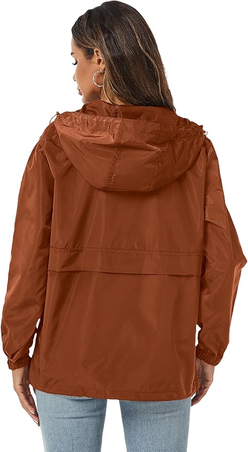 Avoogue Womens Rain Jacket with Hood,Pullover,Packable,Lightweight,Windbreaker,Waterproof,Breathable.