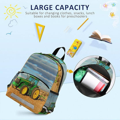 Tractor Kid's Toddler Backpack for Boys Girls Preschool Nursery with Safety Leash (012213)