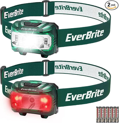 EverBrite Headlamp, 2 Pack Kids Headlamp with Red Light and Memory Function, Head Lamp for Adults and Kids with 5 Modes, Bright Headlamps for Camping, Running, Christmas Gifts, Batteries Included