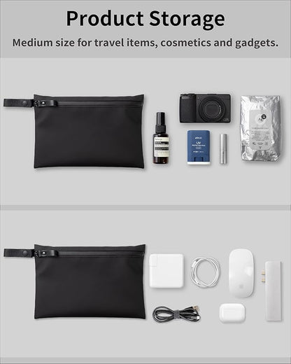 Water-Resistant Zipper Pouch, Made in Japan, 0.9ounces, Compact Tech Organizer for Cords, Cables and Daily Essentials, Multipurpose Bag, Travel Accessories and Toiletries, TOFTPOUCH, Medium size, Gray