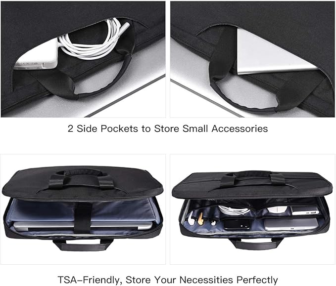 14 15 Inch Waterproof Laptop Sleeve Men Women TSA Briefcase for MacBook Pro 14 M5/M4/M3/M2/M1, Macbook Air 15 M4/M3, Dell Inspiron 14/XPS 15, Lenovo Acer HP ASUS Chromebook 14 Carring Case, Black