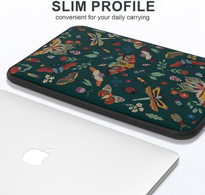 iCasso Laptop sleeve 13 inch for MacBook Air 13-13.6 inch, Cute Laptop case for Macbook Pro 13 inch, Slim Protective Travel Carrying Case for MacBook Pro 14 inch, Chromebook, HP, Dell, Green Butterfly