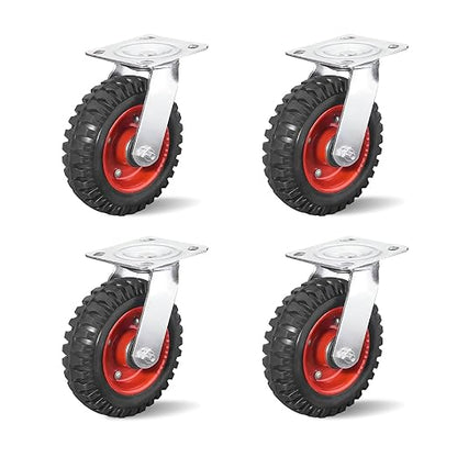 8 Inch Caster Wheels, Casters Set of 4 Heavy Duty, Industrial Castors for Moving Needs, Plate Castor Wheels Perfect for Furniture, Equipment (8INCH Swivel,4pk)