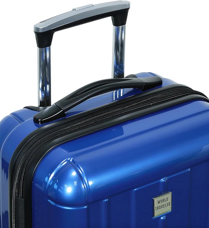 World Traveler Contour 28-Inch Polycarbonate Hardside Expandable Spinner Checked Luggage with TSA Lock - Blue